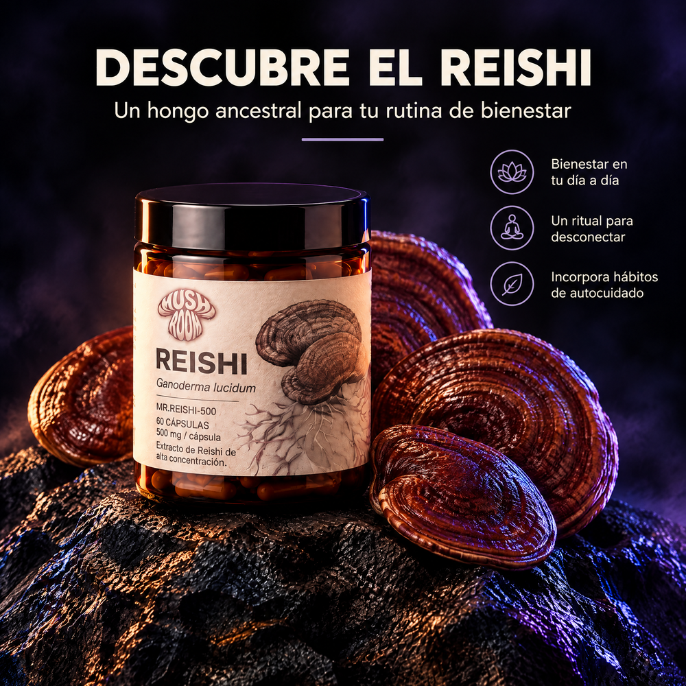 Frasco de Reishi Mush Room, 60 cápsulas